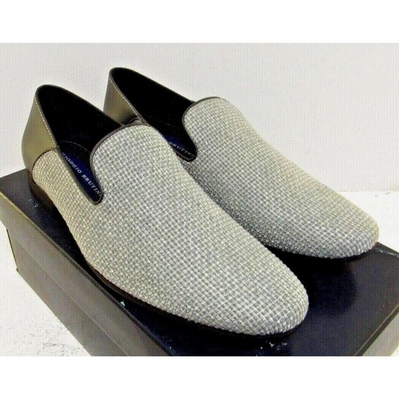 Mens Giorgio Brutini Jute Smoker Loafer CAMBY Gray Black Loafers 179401 Sz 7 NEW - Picture 1 of 5